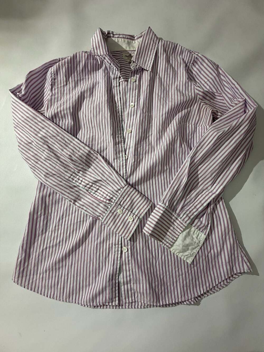 J Crew Haberdashery M Pink Purple Stripe Button Down Shirt 100% Cotton Classic